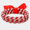 Fashnzfab 3pcs - Game Day Rhinestone Pave Bangle Layered Bracelets In Multi