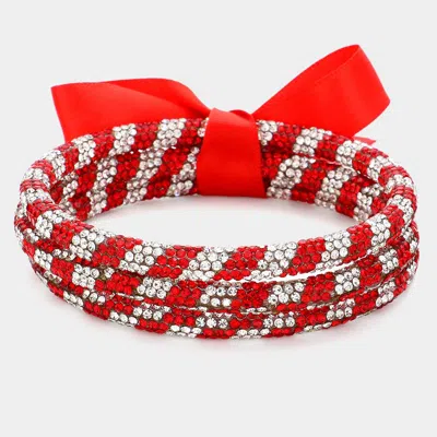 Fashnzfab 3pcs - Game Day Rhinestone Pave Bangle Layered Bracelets In Multi