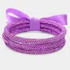 Fashnzfab 3pcs - Game Day Rhinestone Pave Bangle Layered Bracelets In Purple