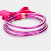 Fashnzfab 3pcs - Glitter Jelly Tube Bangle Bracelets In Pink