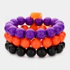 Fashnzfab 3pcs - Halloween Beaded Stretch Bracelets In Multi