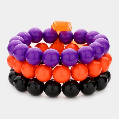 Fashnzfab 3pcs - Halloween Beaded Stretch Bracelets In Multi