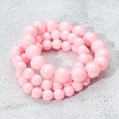 Fashnzfab 3pcs - Hologram Beaded Stretch Bracelets In Multi