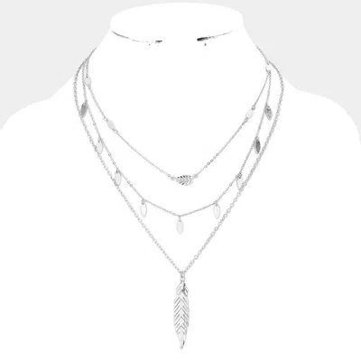Fashnzfab 3pcs - Leaf Pendant Necklace Set In Multi