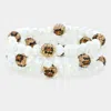 Fashnzfab 3pcs - Leopard Pattern Shamballa Ball Faceted Bead Stretch Bracelets In Multi