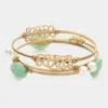 Fashnzfab 3pcs - Love Message Semi Precious Stack Bracelets In Multi