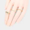 Fashnzfab 3pcs - Mama Rhinestone Embellished Metal Mixed Ring Set - Worn Gold In Gold