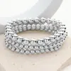 Fashnzfab 3pcs - Metal Ball Beaded Stretch Multi Layered Bracelets In Multi