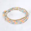 Fashnzfab 3pcs - Metal Ball Faceted Beaded Paperclip Chain Stretch Multi Layered Bracelets In Multi