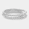 Fashnzfab 3pcs - Metal Ball Multi Layered Stretch Bracelets In Multi