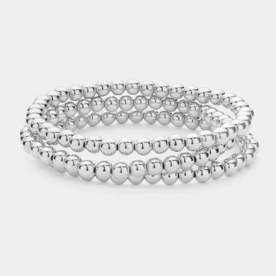 Fashnzfab 3pcs - Metal Ball Multi Layered Stretch Bracelets