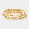 Fashnzfab 3pcs - Metal Ball Multi Layered Stretch Bracelets In Gold