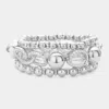 Fashnzfab 3pcs - Metal Ball Stretch Multi Layered Bracelets In Metallic