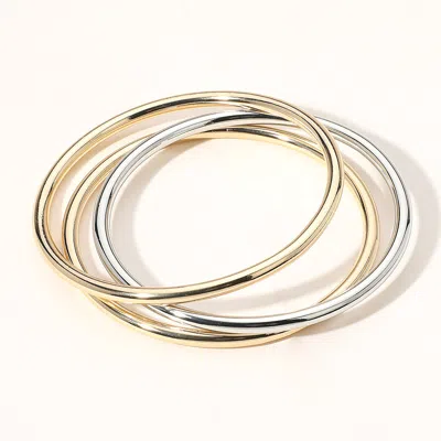 Fashnzfab 3pcs - Metal Bangle Multi Layered Bracelets