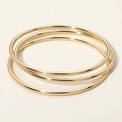 Fashnzfab 3pcs - Metal Bangle Multi Layered Bracelets In Gold