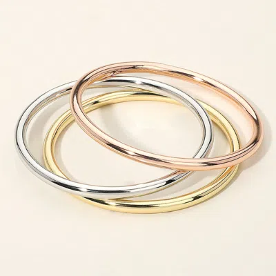 Fashnzfab 3pcs - Metal Bangle Multi Layered Bracelets Multi
