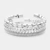 Fashnzfab 3pcs - Metal Coil Multi Layered Cuff Bracelets In Multi
