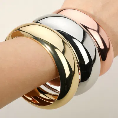 Fashnzfab 3pcs - Metal Multi Layered Bangle Bracelets