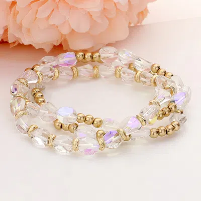 Fashnzfab 3pcs - Multi Beaded Stretch Layered Bracelets