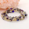 Fashnzfab 3pcs - Multi Beaded Stretch Layered Bracelets In Blue