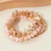 Fashnzfab 3pcs - Natural Stone Faceted Beaded Stretch Multi Layered Bracelets In Multi