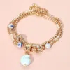 Fashnzfab 3pcs - Nautical Ceramic Shell Charm Accent Pearl Crystal Metal Beaded Multi Layered Bracelets In Multi