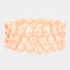Fashnzfab 3pcs - Peach Pearl Bracelets In Pink