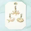 Fashnzfab 3pcs - Pearl Accent Fish Seashell Octopus Pendant Charm Set - Gold In Gold