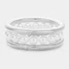 Fashnzfab 3pcs - Pearl Beaded Metal Cable Multi Layered Stretch Bracelets In Multi