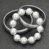 Fashnzfab 3pcs - Pearl Beaded Snake Stretch Multi Layered Bracelets In Multi