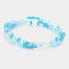 Fashnzfab 3pcs - Pearl Faceted Beaded Stretch Bracelets In Blue