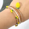 Fashnzfab 3pcs - Pearl Lemon Seed Beaded Stretch Multi Layered Bracelets In Multi