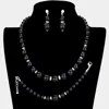 Fashnzfab 3pcs - Pearl Necklace Bracelet Set In Black