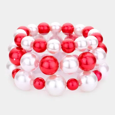 Fashnzfab 3pcs - Pearl Strand Stretch Bracelets In Multi