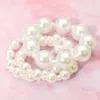 Fashnzfab 3pcs - Pearl Stretch Multi Layered Bracelets Cream In White
