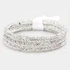 Fashnzfab 3pcs - Rhinestone Pave Bangle Layered Bracelets Ab, Clear In Multi
