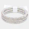 Fashnzfab 3pcs - Rhinestone Pave Bangle Layered Bracelets Ab, Clear In Multi