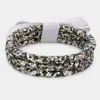 Fashnzfab 3pcs - Rhinestone Pave Bangle Layered Bracelets Black, Multi In Multi