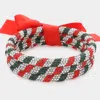 Fashnzfab 3pcs - Rhinestone Pave Bangle Layered Bracelets Clear, Green, Red In Multi