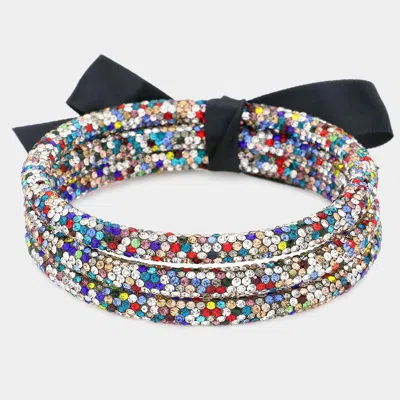Fashnzfab 3pcs - Rhinestone Pave Bangle Layered Bracelets Multi, ~a~