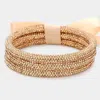 Fashnzfab 3pcs - Rhinestone Pave Bangle Layered Bracelets Peach In Pink