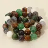 Fashnzfab 3pcs - Round Resin Ball Beaded Stretch Multi Layered Bracelets In Green