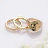 Fashnzfab 3pcs - Semi Precious Crescent Moon Star Rhinestonemixed Rings In Multi