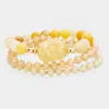 Fashnzfab 3pcs - Semi Precious Stone Beaded Stretch Bracelets In Multi