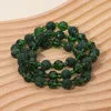 Fashnzfab 3pcs - Shamballa Ball Faceted Beaded Stretch Multi Layered Bracelets In Green