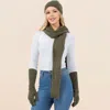 Fashnzfab 3pcs - Solid Winter Beanie Hat Scarf Gloves Set In Green