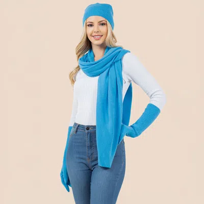 Fashnzfab 3pcs - Solid Winter Beanie Hat Scarf Gloves Set In Multi