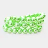 Fashnzfab 3pcs - Stackable Pearl Stretch Bracelets In Green