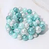 Fashnzfab 3pcs - Stackable Pearl Stretch Bracelets In Multi