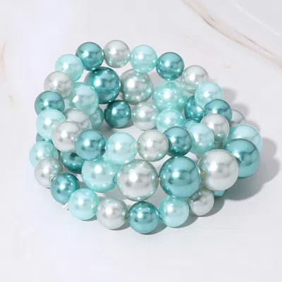 Fashnzfab 3pcs - Stackable Pearl Stretch Bracelets In Multi